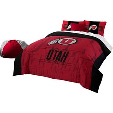 Northwest NCAA Utah Utes 유니 성인용 이불 및 샴 세트 풀/퀸 모던 테이크