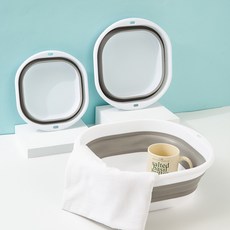 BFBI 공간 절약 대용도 접이식 대야 실리콘 대+중+소 세트, 1세트, 그레이