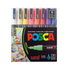 유니볼 포스카 마카펜 PC-3M 0.9mm~1.3mm 16색, 세트