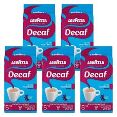 Lavazza 라바짜 DEK 인텐소 디카페인 강도 5/10 그라운드 분쇄커피 이탈리안 에스프레소 250g, 5개