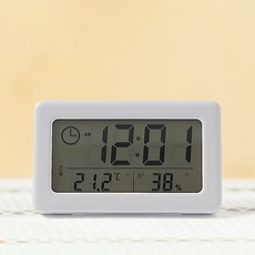 알뷔 탁상 벽걸이 디지털온습도계 온도계 온습도계 시계, 화이트
