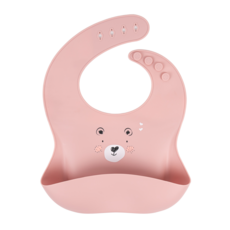 리틀그립 프리미엄 유아 올 실리콘 턱받이, 1개, 1개입, 핑크곰돌이