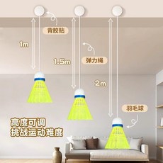 藍途羽毛球單人訓練器, 1個, 粘頂式 3套髮光球  沒有球拍無包 ,新品室內羽毛球自練神器 送包+打斷包賠
