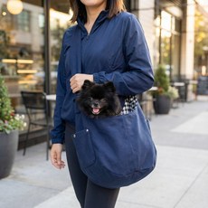 반려동물 강아지 소형견 애견 안전고리 어깨편한 크로스백 포대기 슬링백 산책 이동가방, 네이비, 1개