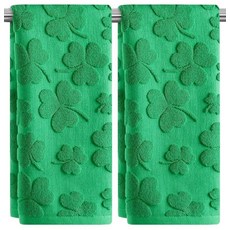 성 패트릭의 날 핸드 타월 3팩 그린 화이트 클로버 토끼풀 100% 면 장식 욕실 타월 세트 건조 청소 요리 일상용 34.5 x 74.1cm(13.7 x 29.5인치, Shamrock 9