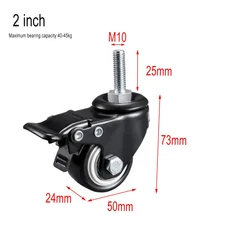 가구 바퀴 360 튼튼 고무 롤러 브레이크 인치 산업용, [14] 2 inch B M10, 1개