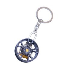 남자를위한 실용적인 금속 자동차 허브 키 체인 자동차 부품 휠 타이어 림 자동차 애호가를위한 자동차 부품 인테리어 장식, 노란색