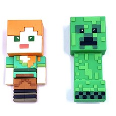 Monogram 마인크래프트 호환 3D 폼 알렉스 & 크리퍼 자석 - 2피스 자석 세트 번들 냉장고 및 사물함용 자석 6.4cm(2.5인치) 37003/37004, 2