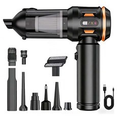 HELLOLEIBOO 4 인 1 휴대용 브러시리스 무선 진공 청소기 SW-113, 블랙 + 오렌지