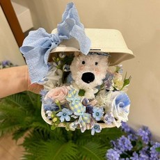 新款花束 創意小貓咪便當花盒吉伊小八玩偶仿真花束生日禮物送女友閨蜜朋友, 1個, 西高地小狗便當花盒