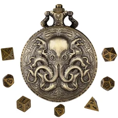 문어 금속 주사위 상자 쥬얼리 포켓 시계 케이스 크리에이티브 크툴후 이중 눈 릴리프, 01 Bronze Octopus