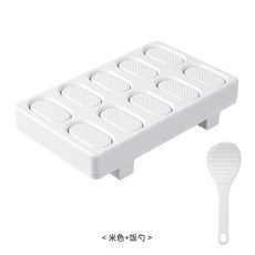 日式軍艦壽司模具飯糰模具 一體成型製做壽司工具 白色附飯勺, 1個, 軍艦壽司模具【白色】送飯勺
