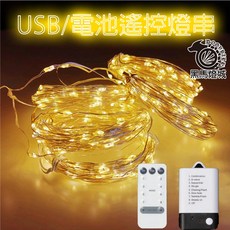 黑馬燈城 USB/電池兩用LED銅線燈串 附遙控 可彎折, 1個, 2米20燈,白色，銀色線