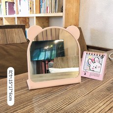 3컬러 고양이 동물귀 고양이귀 인테리어 곰 탁상용 거울 탁상거울 제품 귀여운 미러 미니거울 소품거울 소품, 10.핑크 베어 귀 접기