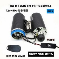 바이크 스피커 스쿠터 배터리 블루투스 오디오 연결, 12V-80V 블랙 가죽 무선 블루 라이트
