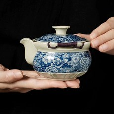 青花 萬花 手抓壺 220ml 老陶泥 汝窯 不燙手, 如圖所示, 1個
