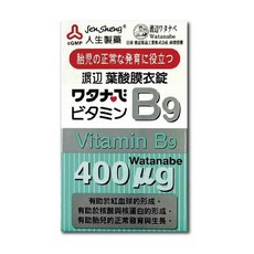 人生製藥 渡邊 B9葉酸膜衣錠 400ug 120錠, 1個, 120顆