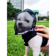 3D입체형 펫숨 강아지 페이스커버 산책망 양파망 입마개 앙봉모자 고글, 1개, 펫숨-블랙