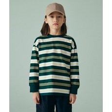 무신사 스탠다드 MUSINSA STANDARD KIDS 멀티 스트라이프 크루 넥 긴소매 긴팔 티셔츠 1 [그린] MKCTL3Z02-GE 475145