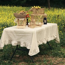 빈티지 레이스 캠핑 야외 피크닉매트 차박 테이블보 식탁보 소품, 라벤더