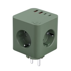 에코너-MT05 큐브멀티탭 플러그형 초고속 충전 PD 단독 25W (콘센트3+C타입2+A타입2), 1개, 프로스트 그린, 115mm