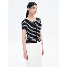 브랜드정품 에잇세컨즈 8SECONDS 골지 스트라이프 반소매 가디건 카디건 네이비 263259