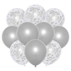 아트포유 컨페티 풍선 세트 라운드 크롬 메탈 풍선 혼합, 10개, 화이트 골드