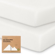 2팩 방수 팩 및 플레이 시트 남아 여아에게 적합한 미니 아기 침대 시트 - 96.5 x 66cm(38 x 26인치) 대나무 비스코스 팩 앤 플레이 매트리스 시트 그라코용