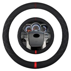 K LAKEY 스웨이드 스티어링 휠 커버 KIA 옵티마 소울 스포티지 쏘렌토 론도 스펙트라 세도나 스포츠 미끄럼 방지 커버 자동차 내부 액세서리 38.1cm15인치 남성 및, 토요타 O 셰이프 스웨이드 레드 마크 블랙