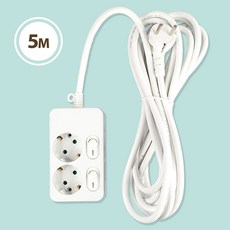 멀티탭 개별 스위치 경제형 2구 5호 5M 16A KS, 본상품, 화이트, 1개