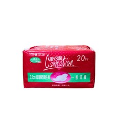 康乃馨超薄蝶型衛生棉0.2cm棉柔表層立體壓紋, 21.5cm 一般流量, 20片, 1個