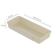 可伸縮PP抽屜分隔收納盒 桌面化妝品文具雜物置物整理盒, 1個, 伸縮分格盒-特大號-【奶白色】
