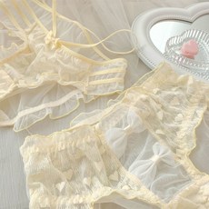 티류으스 레이스 애심 리본 여성 팬티 하이웨이스트 삼각 팬티 2P