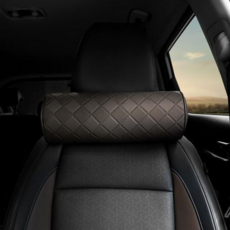 아망디에 프리미엄 원통형 차량용 목쿠션 헤드레스트 가죽 소재, 1개, 다크 브라운