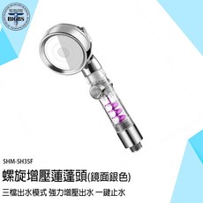 SHM-SH3SF 螺旋增壓蓮蓬頭 (鏡面銀色)，三檔出水模式，一鍵止水, 詳見包裝, 詳見包裝