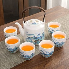 차주전자 찻주전자 차세트 찻잔 티포트 컵 티팟, A. 720ml, R. 손잡이 냄비와 잔 세트