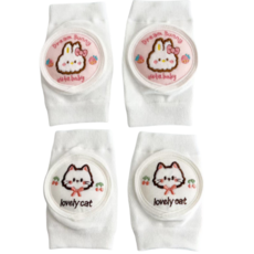 시월에인절 아기 유아 돌 여름 무릎보호대 미끄럼 방지 자수 보호대, 2세트, 체리 고양이+딸기 토끼