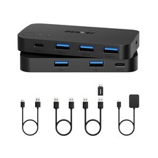 BENFEI USB 3.0 HDMI KVM 스위치(8K@60HZ) 포함 4개 2개 모니터 포트 샤깅 키보드 마우스 컴퓨터, 스위치 USBAx3+USBC+리모컨