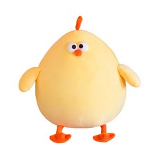 蹲蹲雞抱枕 25cm - 可愛造型短毛絨柔軟舒適靠墊, 黃色