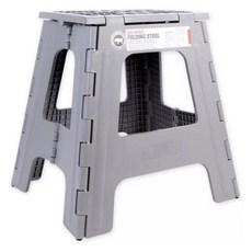 KIKKERLAND 접이식 튼튼한 미끄럼 방지 컴팩트 경량 주방 스툴 최대 RHINO 136.1KG(300파운드)까지 플라스틱 스텝 그레이 욕실용 II 지탱