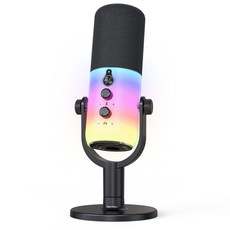 私模電腦麥克風話筒RGB動圈麥XLR/USB雙接口錄音遊戲直播電競麥, 白色