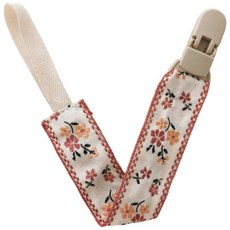 刺繡防掉奶嘴鍊 - 民族風嬰兒繡花安撫奶嘴鍊 簡約玩具防掉鍊, 棕色