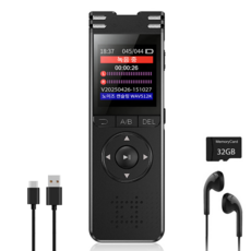 신클퍼 초소형 고성능녹음기 프로급 보이스펜 26h 연속 녹음 64GB 휴대용 장시간녹음기 MP3, 검은색, 32GB