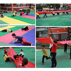 운동회 천 달리기 스포츠 경주 축제 슬라이딩 천달리기 유치원 빨강 11x1.4m 가방 +, 연파랑 11x1.4m + 가방