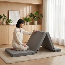 하루꿈 4단 접이식 매트리스 허리에좋은 베게식 다자인 바닥 침대 매트리스 휴대용 캠핑 가정용 추천