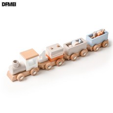 DFMEI 木質兒童生日火車玩具寶寶生日裏程碑玩具小火車創意生日拍照擺件, 1個, 木質生日火車玩具:如圖