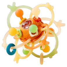 曼哈頓手抓球 固齒器 - 寶寶超喜歡的手搖鈴，矽膠材質，嬰幼兒益智玩具，防吃手咬咬球，附收納盒, single color, 1個, single product