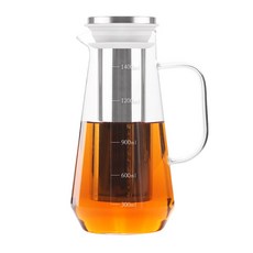 대용량 거름망 내열 유리 티포트 1500ml 주전자 포트 냉장고 물병, 1개, 단일