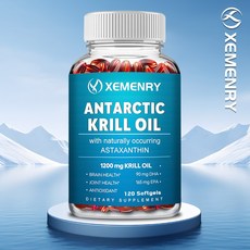 남극 크릴 오일 1200mg 120정 - 노화 방지 - 오메가-3 EPA DHA 아스타잔틴, 3개