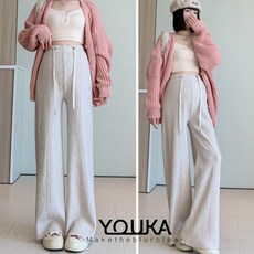 임산부 허리 고무줄 밴딩 와이드 일자핏 니트바지 빅사이즈 니트팬츠